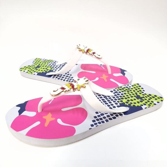 Aloha Island Womens Seahorse Summer Flip flop Size 9 / 10 Sandal White​ - Picture 1 of 10